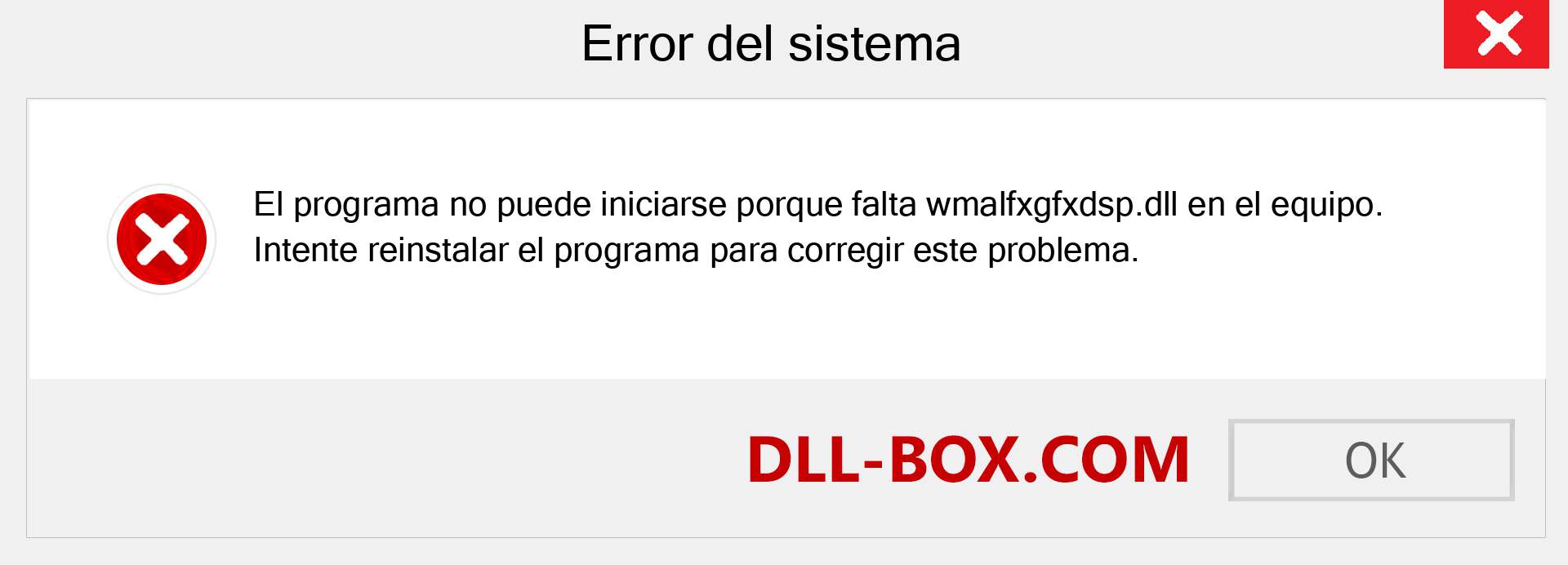 ¿Falta el archivo wmalfxgfxdsp.dll ?. Descargar para Windows 7, 8, 10 - Corregir wmalfxgfxdsp dll Missing Error en Windows, fotos, imágenes